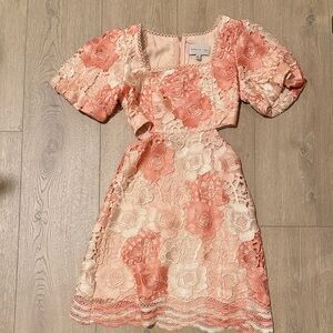 Adelyn Rae Orange and Cream Floral Mini Dress